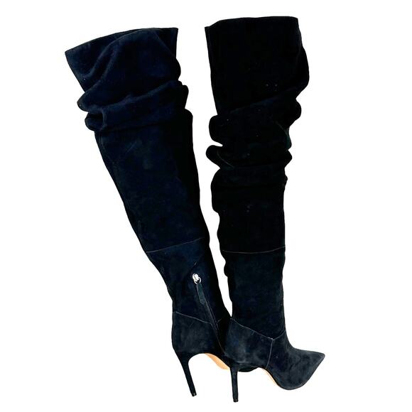 Schutz Ashlee Over The Knee Black Suede Boot Women's Size 5.5B New Without Box - Picture 3 of 10